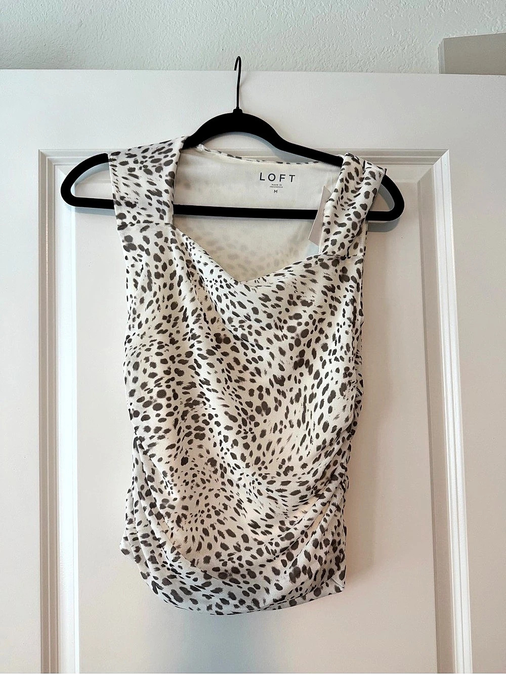 LOFT Animal Print Tank Top in Cream & Brown Like New
